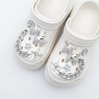 Schoenaccessoires-geschikt voor crocs charms- geschikt voor crocs pins- geschikt voor crocs Accessoires- geschikt voor Crocs Jibbitz-10 glinsterende pony's met strasssteentjes