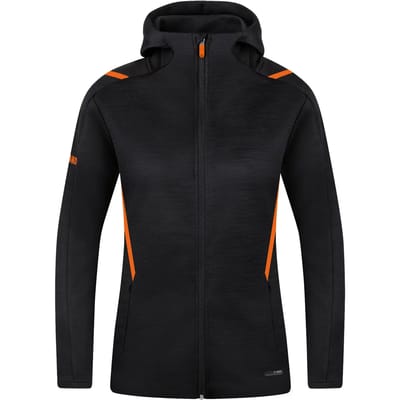 Jako Challenge Vrijetijdsvest Met Kap Dames - Fluo Oranje / Zwart Gemeleerd | Maat: 36