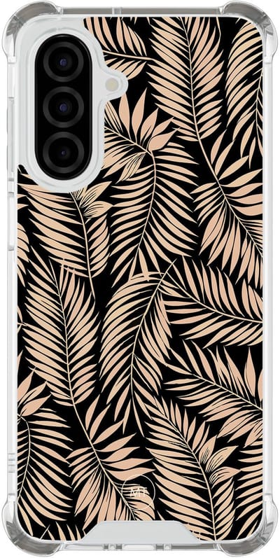 Hoesje (shockproof) geschikt voor Samsung Galaxy A26 - Palm silhouette - Extra sterke case - TPU/polycarbonaat - Natuur - Zwart, Bruin, Transparant