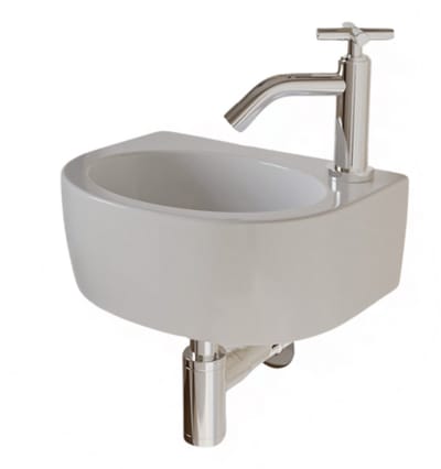 AquaVik Fonteinset Arc Keramisch Wit Kraan Rechts Zilver Kruiskop Kraan 30x23x11,5cm