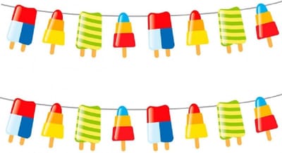 IJsjes zomer thema feest slingers - Set van 2x stuks - 10 meter - IJslollies - feestartikelen hawaii party/tuinfeest
