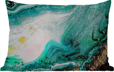 Buitenkussens - Marmerlook - Blauw - Goud - Glitter - Luxe - Marmer - 60x40 cm - Weerbestendig