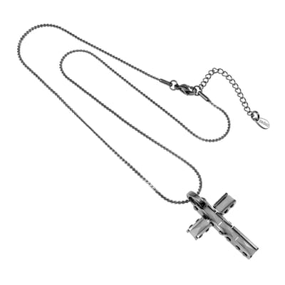 Dames Ketting met Witte keramische Kruis Hanger en Roestvrij Staal - esde2 Design