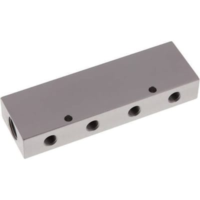 2xG 3/8'' x 8xG 1/8'' Aluminium Verdeelblok Dubbelzijdig 16 Bar - FL2-F-A-038G-018G-8MD