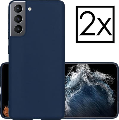 Hoesje - 2 Stuks - Geschikt voor Samsung Galaxy S22 - Sterk & Shockproof - Case Siliconen - Back Cover - Telefoon Hoes - Donkerblauw