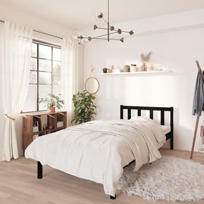 vidaXL - Bedframe - massief - grenenhout - zwart - 75x190 - cm