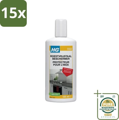 15 x HG Roestvrijstaal Beschermer 125 ml - Grootverpakking - Roestvrijstaal Reiniger - Roestvrijstaal Beschermer - Keuken Reiniger - Glans Geven - Vlekken Verwijderen