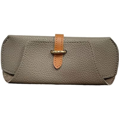 PU Leer Brillenetui, Draagbare Verdikte Leren Bril Etui, Anti-Druk Lenshouder voor Diverse Brillen, Modeaccessoire voor Vrouwen grijs