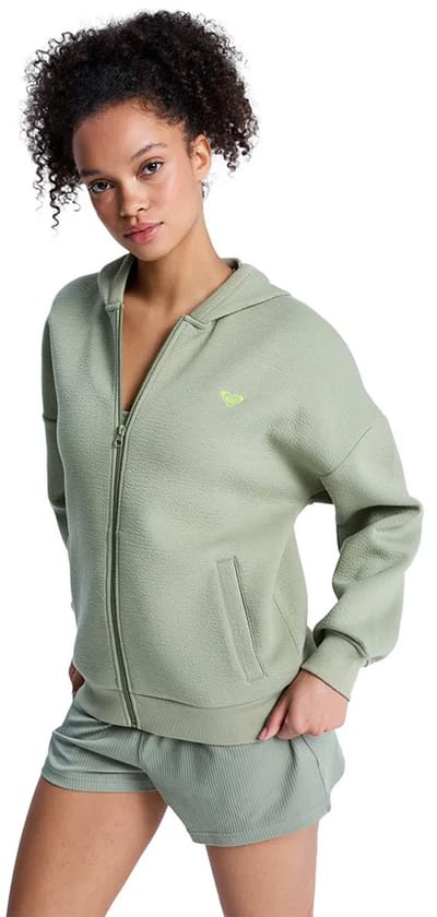 Roxy Rise & Vibe Textured Sweatshirt Met Rits Groen M Vrouw