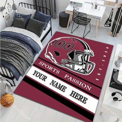 Rugbyteam Print Gepersonaliseerd Aangepast Naam Tapijt voor Woonkamer Slaapkamer Huisdecoratie Antislip Vloermat Modern Kleed Wasbare Kleden 40x60cm (16x24in)