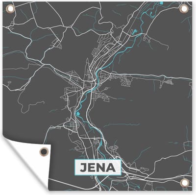 Tuin poster Plattegrond – Jena – Blauw – Stadskaart – Kaart - Duitsland - 200x200 cm - Tuindoek