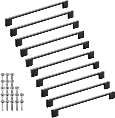 SOTECH 10 stuks meubelgrepen BLACKLINE XII BA 224 mm zwart mat aluminium (lengte 256 mm, breedte 9 mm, hoogte 28 mm) handgrepen kastdeurgrepen