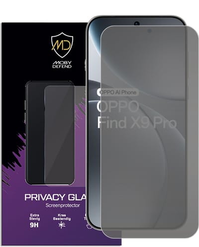 MobyDefend Screenprotector - Geschikt voor Oppo Find X9 Pro - HD Privacy Glass Screensaver