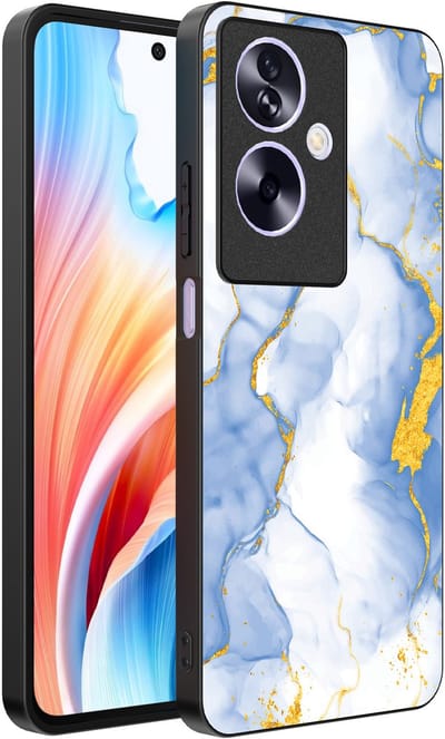 Smartphonica Telefoonhoesje Geschikt voor Oppo A2 - Oppo A79 met Lichtblauw Goud Marmer Opdruk - TPU Backcover Case Lightblue Gold Marble Design geschikt voor Oppo A2;Oppo A79
