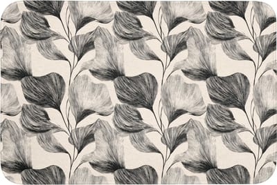 Badmat 90x60 cm - Antislip - Botanisch - Bladeren - Zwart - Badmatten voor badkamer - Badkamermat - Douchemat - Badkamer mat