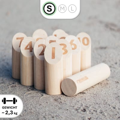 Nummer Kubb Spel Go - Houten Werpspel - Compact Reisformaat - Rubberhout - 12 Genummerde Kegels - Inclusief Draagtas - Buitenspel voor Kinderen & Volwassenen - Zweeds Zomerspel