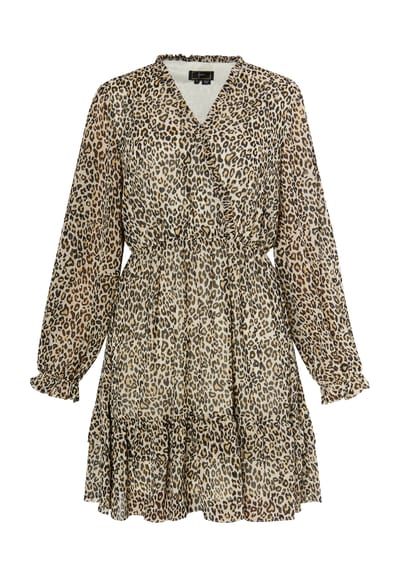 Faina Mini-jurk met luipaardprint Dames Lichtbeige veelkleurig