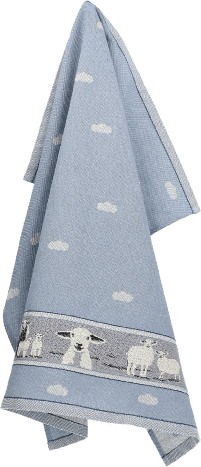 Bunzlau Castle Theedoek Sheep – Grey Blue, 100% Biokatoen