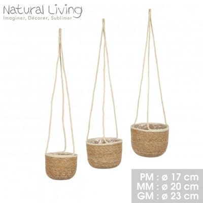 "NATURAL LIVING" SET VAN 3 HANGPLANTENPOTTEN ROSA S: D17 CM M: D20 CM L: D23 CM
