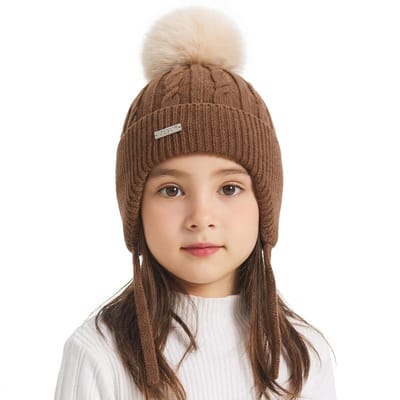 Dailygoods- Wintermuts Kinderen - Gebreid - Pompon - Oorkleppen - Katoen - Comfortabele Pasvorm - Kindermuts