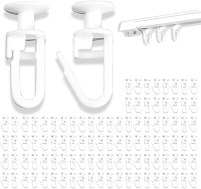 100pcs 10mm Gordijnhaken voor Rails - Universele Gordijnglijders voor Ophangen - Plastic Gordijnhaken voor Rails - Gordijnslides - Doucheservetaccessoires - Raamgordijnen - Deurgordijnen