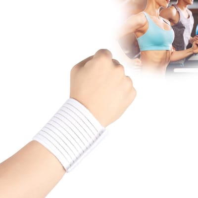 Tennis Polssteunband Comfortabele Ademende Compressieband Geschikt voor Badminton en Bowling wit
