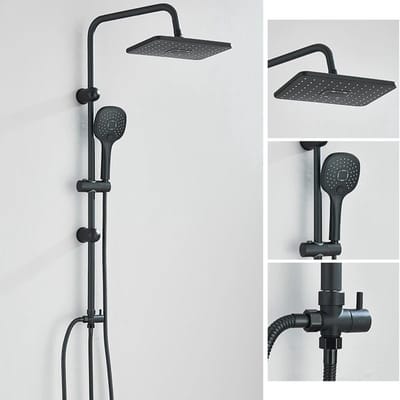 Trendique - Douchekop - Douchekop Met Slang - Regen Douche - Douche Kraan - Douche Kolom -Douche Set - ThermostaatKraan - Handdouche - Zwart