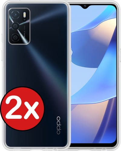 Hoesje - 2 Stuks - Geschikt voor OPPO A16s - Sterk & Shockproof - Telefoonhoes - Back Cover - Case Siliconen - Telefoon Hoes - Transparant