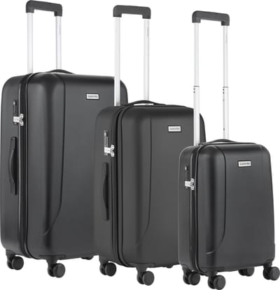 CarryOn Skyhopper Kofferset 3 dlg – Trolleys met TSA-slot en Dubbele wielen - Zwart