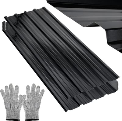 Dakplaten – 24 Stuks 129x46cm ca. 14 m² - Roestbestendig Antraciet - met handschoenen