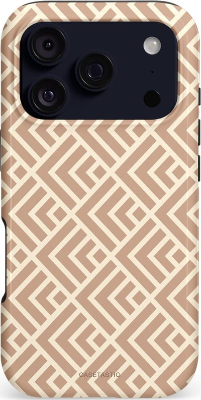 Casetastic hoesje geschikt voor Apple iPhone 17 Pro - MagSafe - Dubbellaagse bescherming - Abstract Zand Kunst - Fashion Case - Crème Perzik