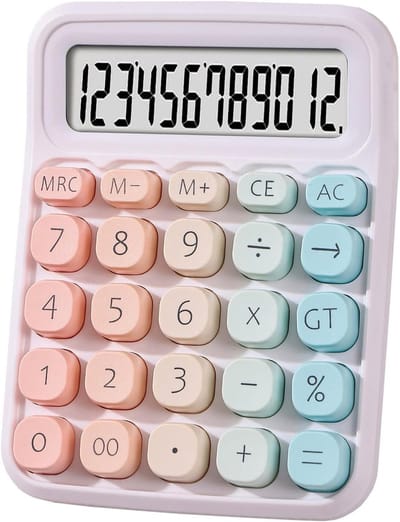 Mechanische Calculator - 12 Cijferig Groot LCD Display - Grote Knoppen - Anti Slip - Multifunctioneel - Kleurrijk