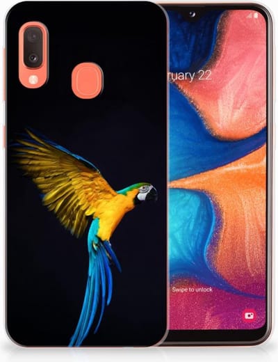 Samsung Galaxy A20e TPU Hoesje Papegaai