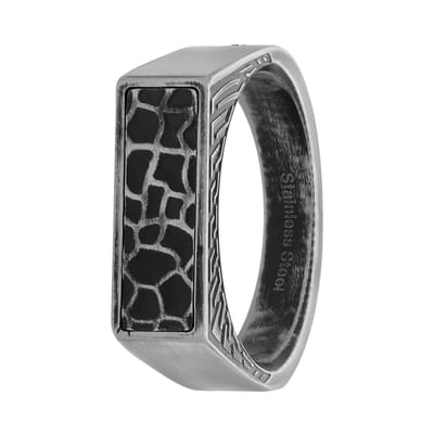 Lucardi Heren Zegelring antique finish - Ring - Vaderdag Cadeautje - Staal - Zilverkleurig