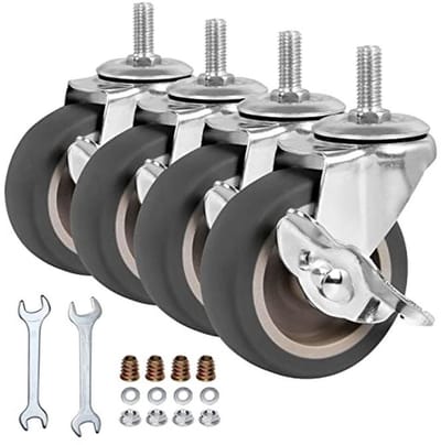 Zwenkwielen 3 Inch met Rem - Set van 4 Heavy Duty Caster Wielen voor Meubels en Draadrekken
