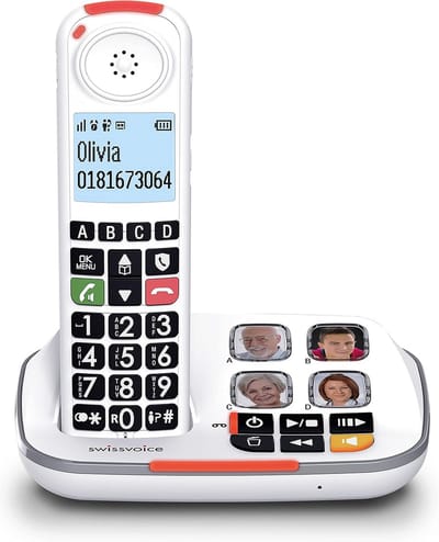 Draadloze DECT Telefoon met Extra Luid Geluid, Groot Toetsenbord en Antwoordapparaat