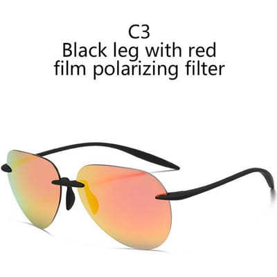 Ellipse Ultra-licht Randloos Lichtgewicht TR90 TR90 Zonnebrillen Brillen Met UV-bescherming Pad-vormig Ontwerp Voor Mannen Chauffeurs Bril Polarizing film beige