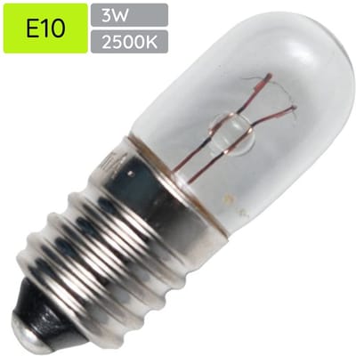 Signaallamp E10 6V 3W - 500 mAh - Per stuk - T10 Gloeilamp Ø10mm - 28mm - 2500K - Dimbaar
