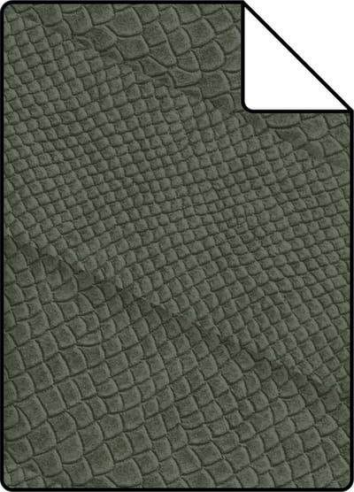 Proefstaal Origin Wallcoverings behang tegelmotief met slangenprint vergrijsd groen - 26,5 x 21 cm - 347793-S