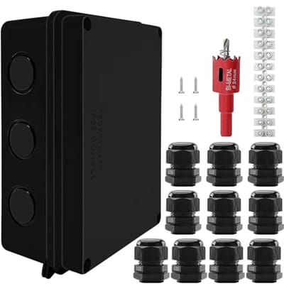 Waterdichte Elektronische Aansluitdoos IP65 - 150 x 110 x 70 mm - Inschroevend Zwart