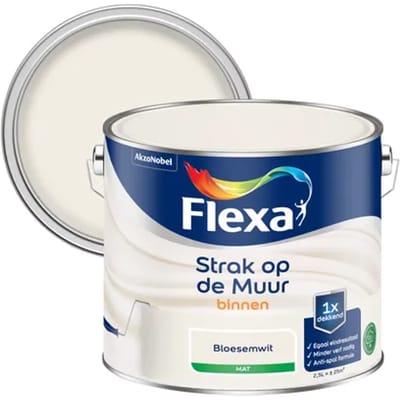 Flexa Strak Op De Muur Muurverf - Mat - Bloesemwit - 2,5l
