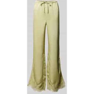 flared fit stoffen broek met kant