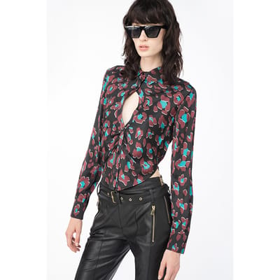 PINKO Cybernella Shirt Black/light Green/burgundy Größe: 38 | Blusen Outlet | Damen | Schwarz