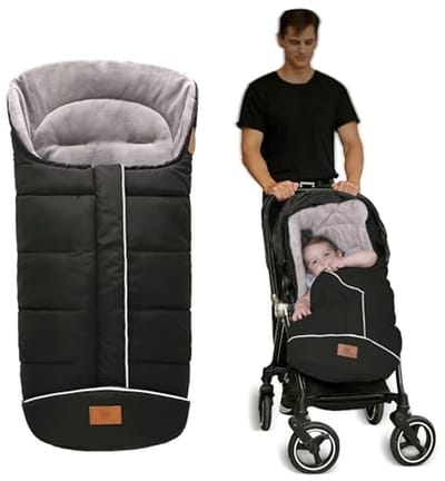 Universele thermische voetenzak voor kinderwagen - Waterdicht, Winddicht, Antislip, Capuchon met Trekkoord - Zwart