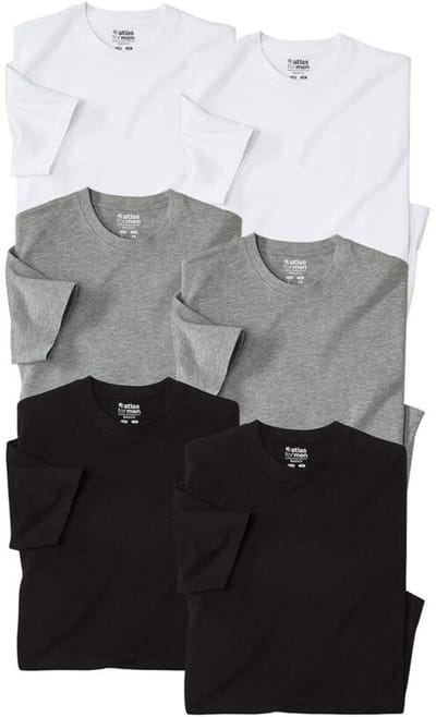 ATLAS FOR MEN - Set van 6 effen T-shirts - Heren - Verkrijgbaar in grote maten - L
