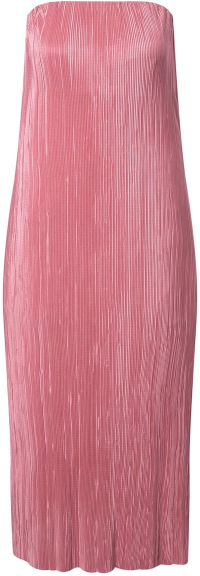 Ulla Popken - Dames - Geplooide maxi-jurk elastische hals strapless - Fuchsia - Maat 42+