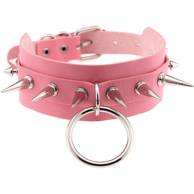 Punk Spike Goth Choker Kettingen Dames Kraag Met Studs Klinknagels Zwart PU Leer Heren Ketting Hanger Chocker Halloween Cadeaus pink