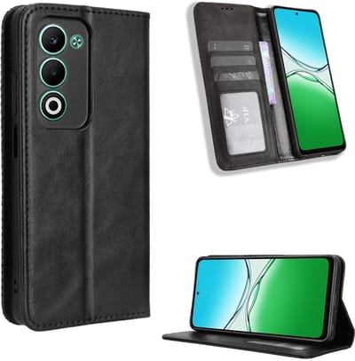 Coverup Hoesje - Geschikt voor OPPO A5 5G Hoesje - Coverup Vintage Style Book Case - Zwart