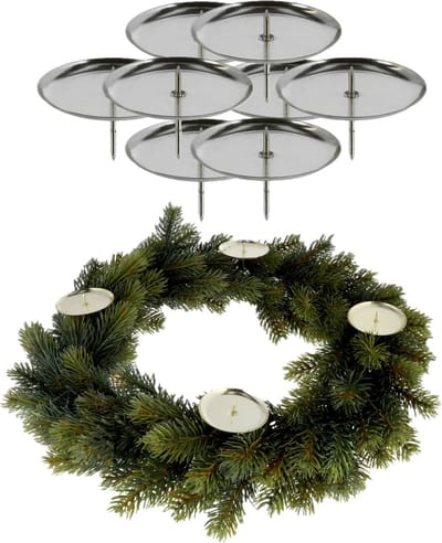 8x stuks kaarsenhouders/waxinelichthouders zilver voor in een kerststukje