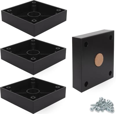 Zwarte vierkante meubelpoten met viltglijders - 2,5 cm hoog set van 4